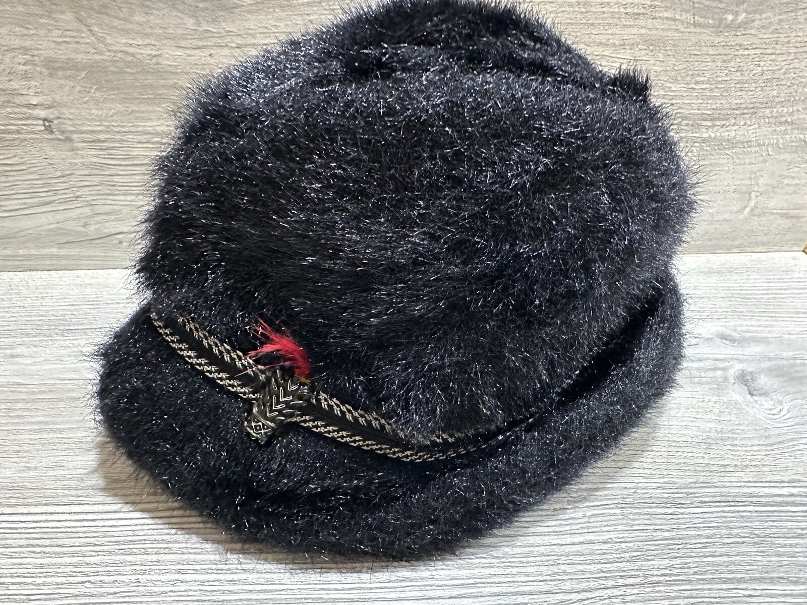 Vintage United Hatters Cap & Millinery Workers Union Black Faux Fur Hat *Medium*