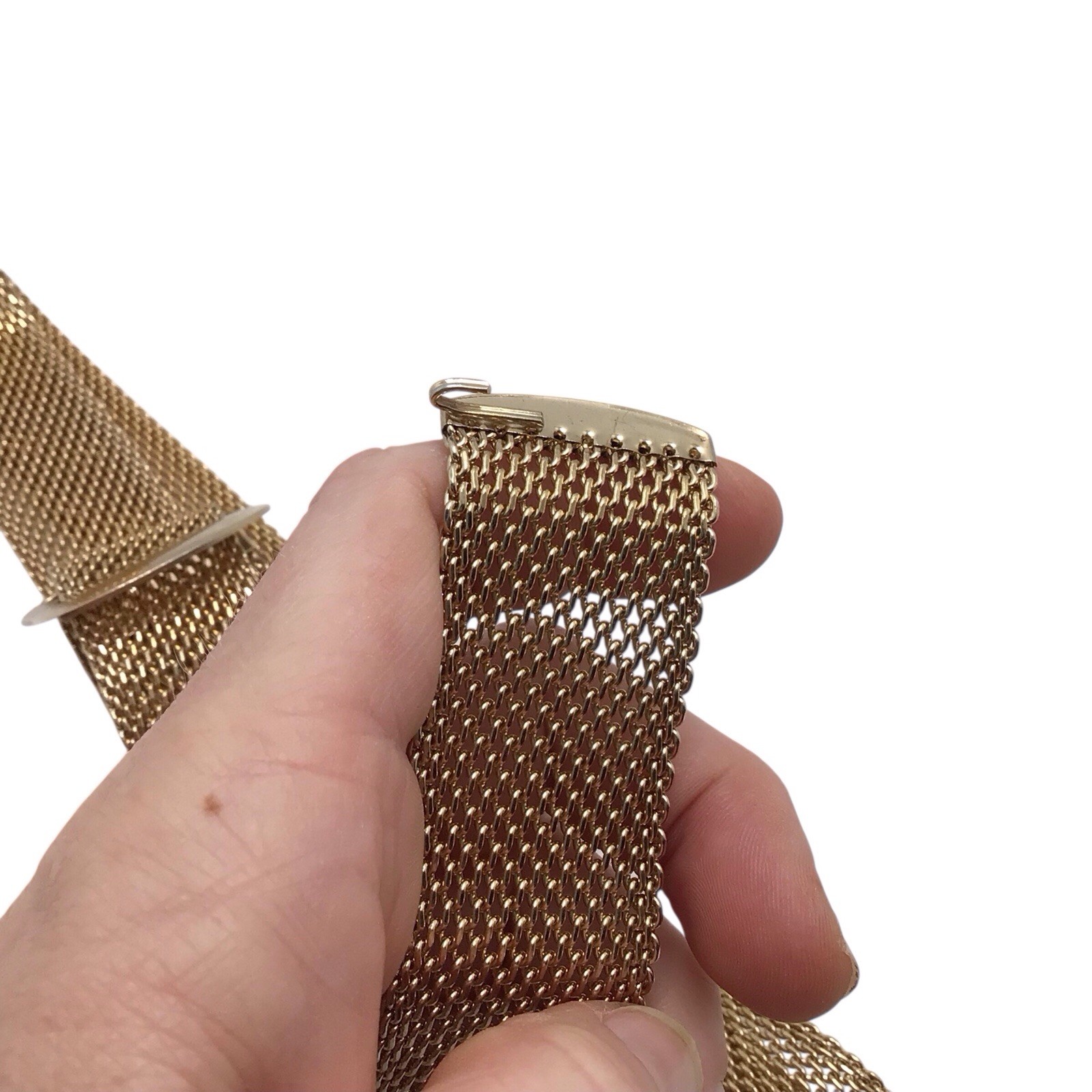 Vintage Sarah Coventry Gold Tone Mesh Belt 36” Chainmail Buckle Retro 1” Wide