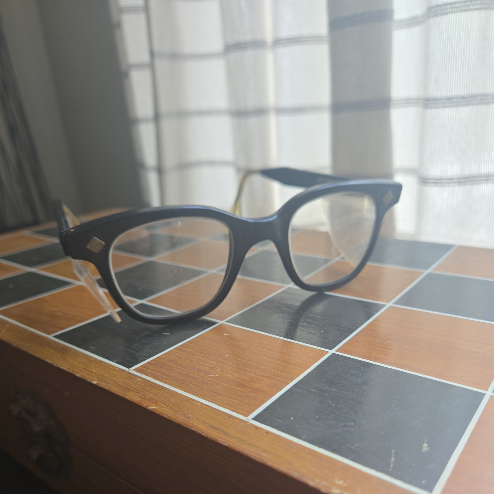 Vintage BOUTON U-FIT Folding Safety Glasses PLASTIC Sides Aviation Steampunk