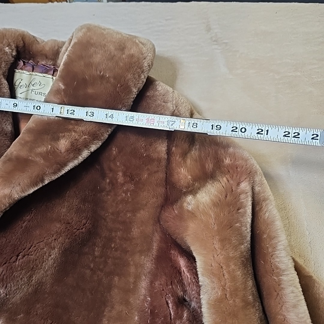 Vintage 1960s Sheared Beaver Fur Coat Brown Gerber Furs Hart-Albin MCM