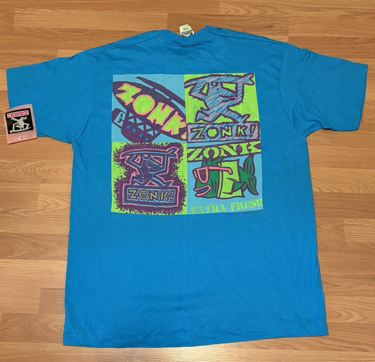 Vtg NWT Zonk Beach Surfer/Skater T-shirt 1990s Old School Size XXL