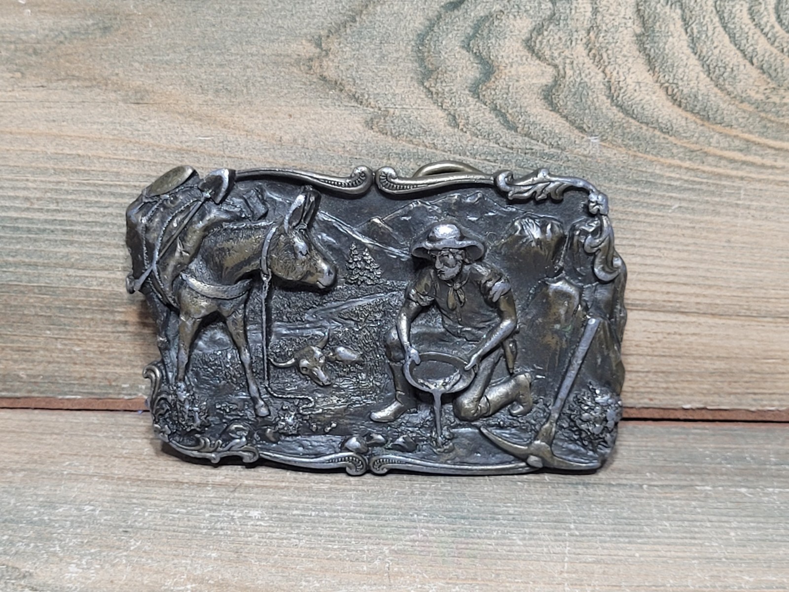 Vintage 1981 Arroyo Grande Grover City Ca. Panning Gold Miner Belt Buckle