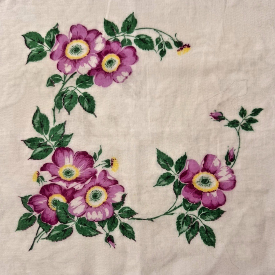 SWEET Purple & Green Vintage Floral Hankie Handkerchief with charming design