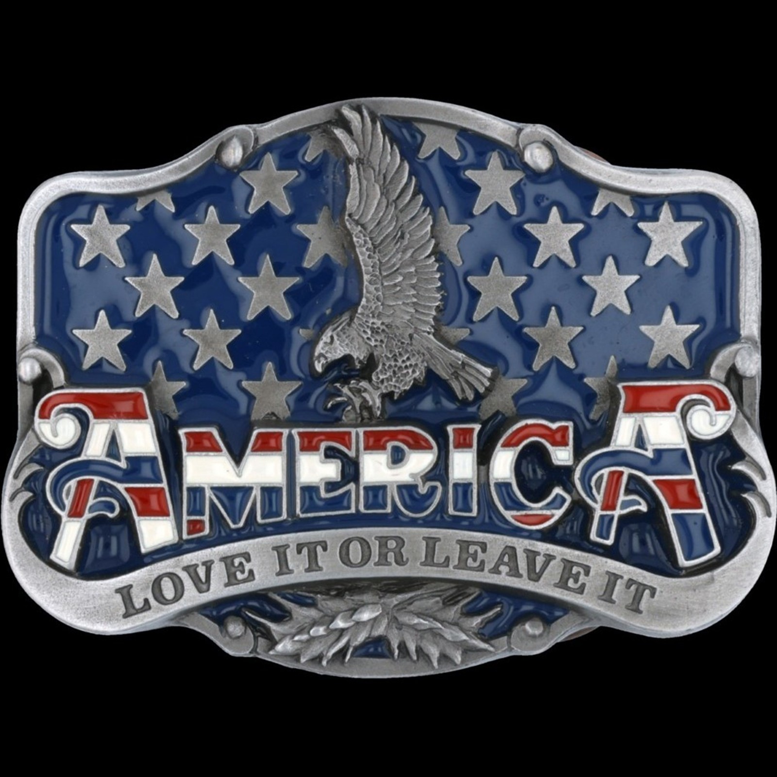 New American Pride Nationalist Republican Patriotic Biker Maga Vtg Belt Buckle