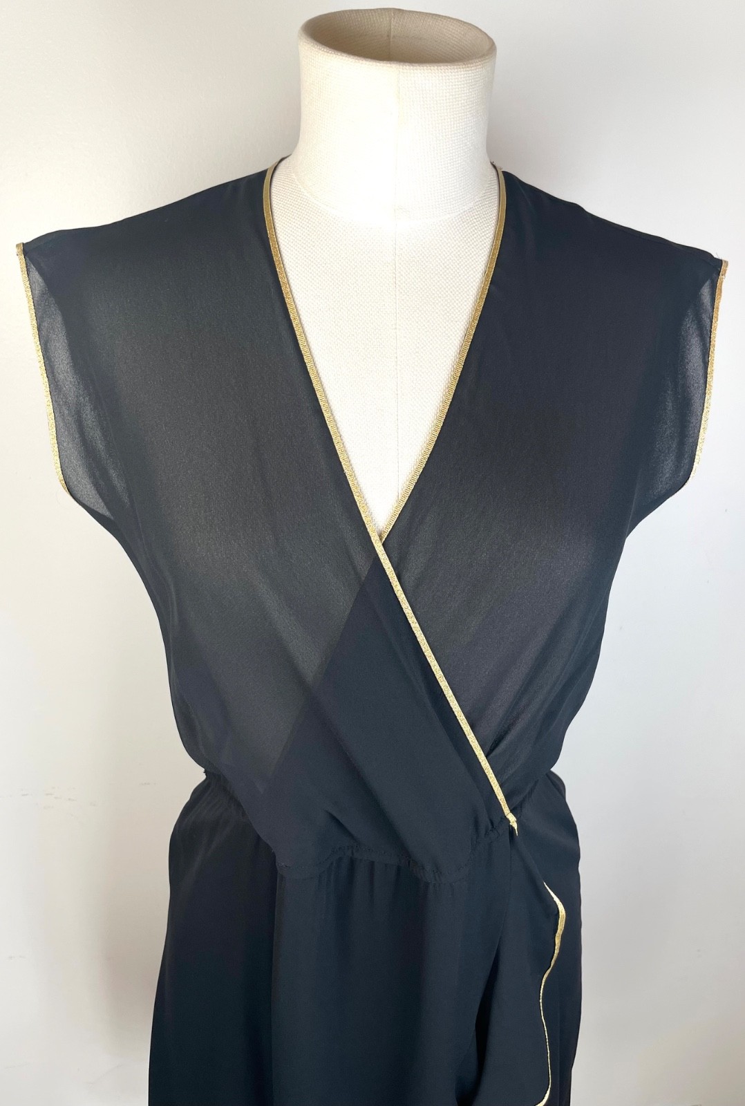 Unbranded black vintage semi sheer disco polyester 1970’s pullover dress 4-6