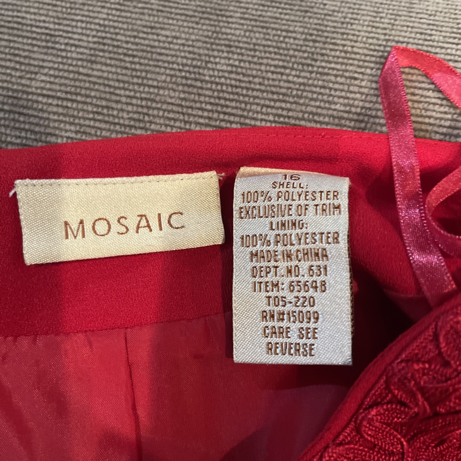 Vintage Mosaic Red/berry Embroidered Coat Dress Size 16 Formal Occasion Church