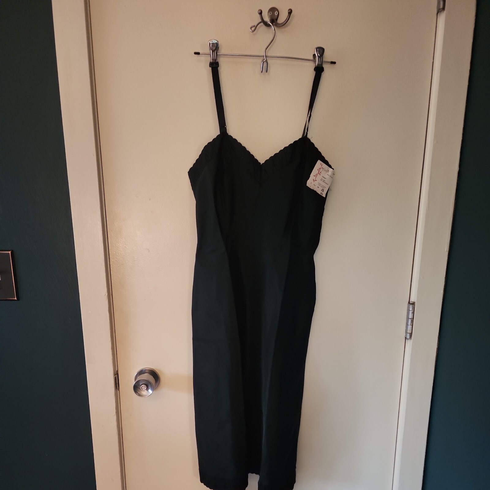 Barbizon ARIEL Black TAFREDDA VTG 1950s Side ZIPPERED FULL SLIP Sz 9 Sexy 🔥