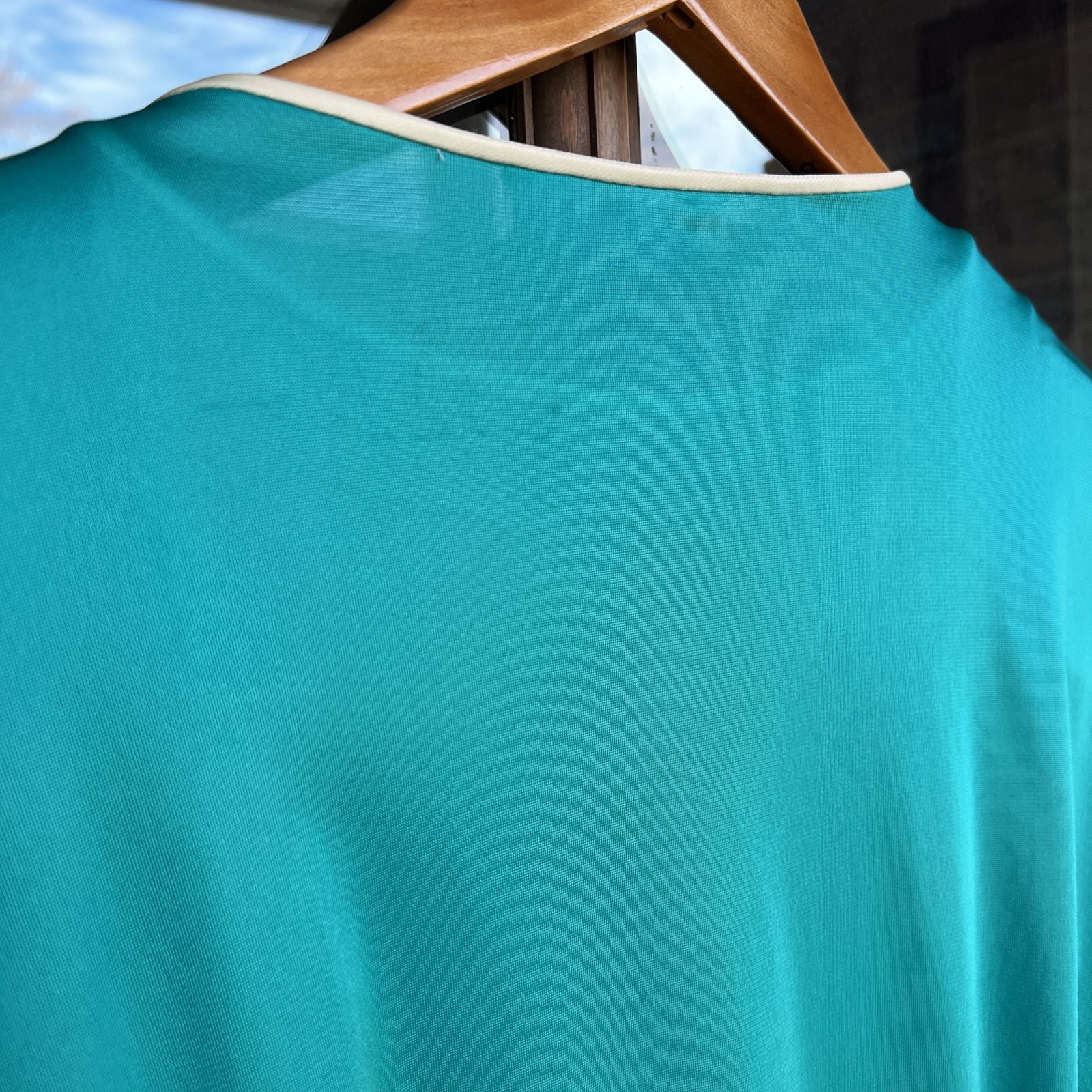 Vintage Vanity Fair Blue Green Teal Nylon Nightgown Peignoir Robe Set Medium