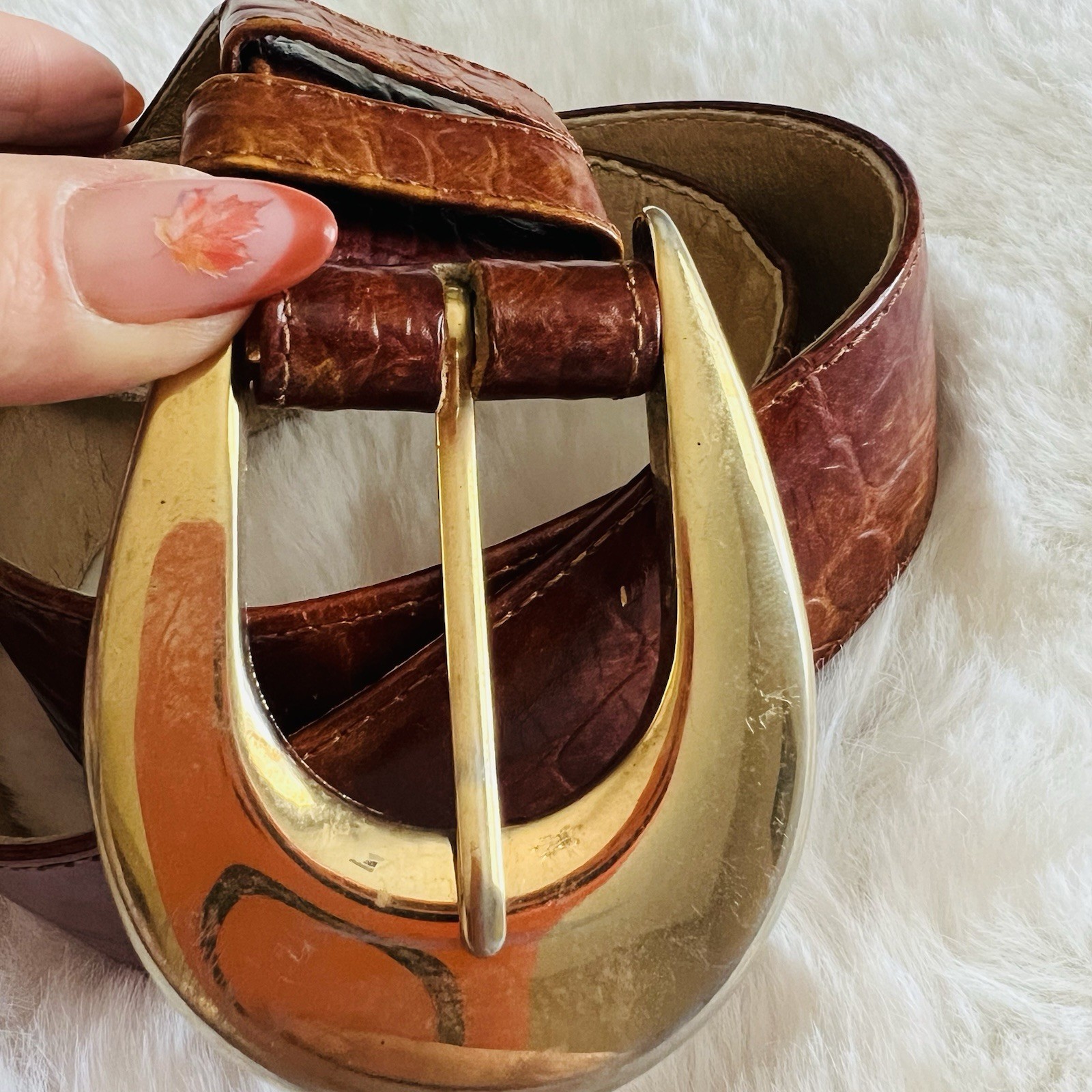 Vintage Jaeger Leather Belt – Made in England – Brown Brass Buckle – Size 28”