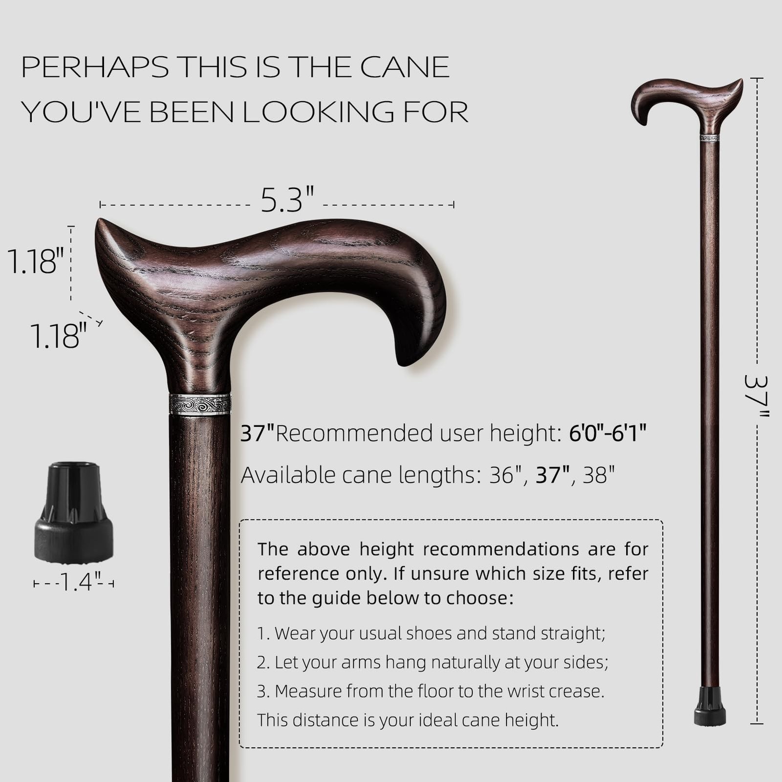 Walking Cane 36-38 Inches, Elegant Wooden Cane for Men/Women | Support up to …