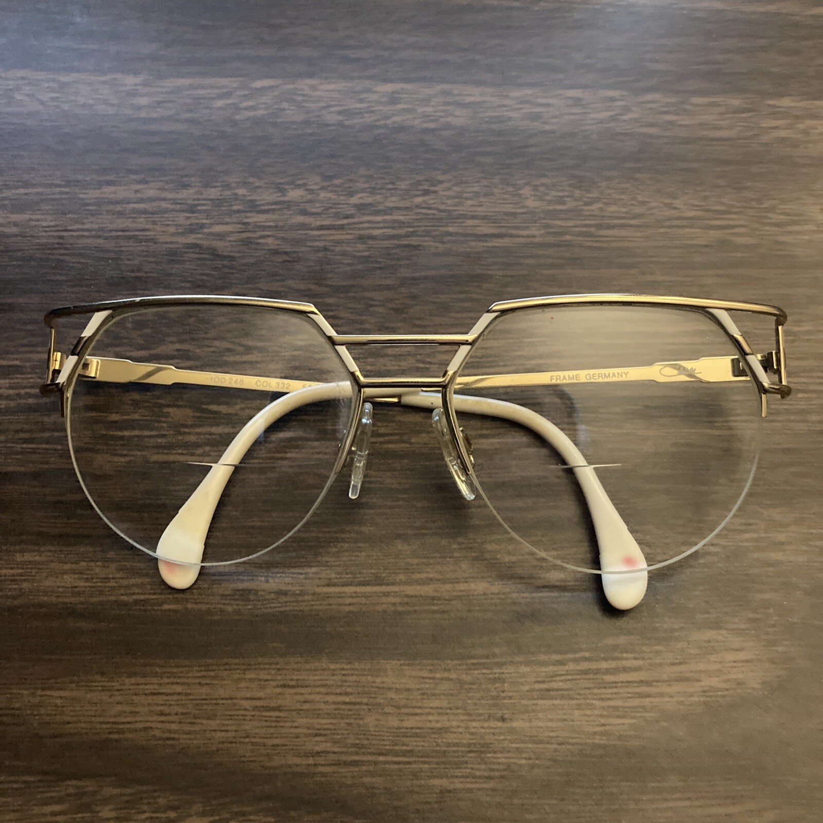 Cazal Vintage Eyeglasses Model 248 Col. 332 Gold Frames White Glasses Nice