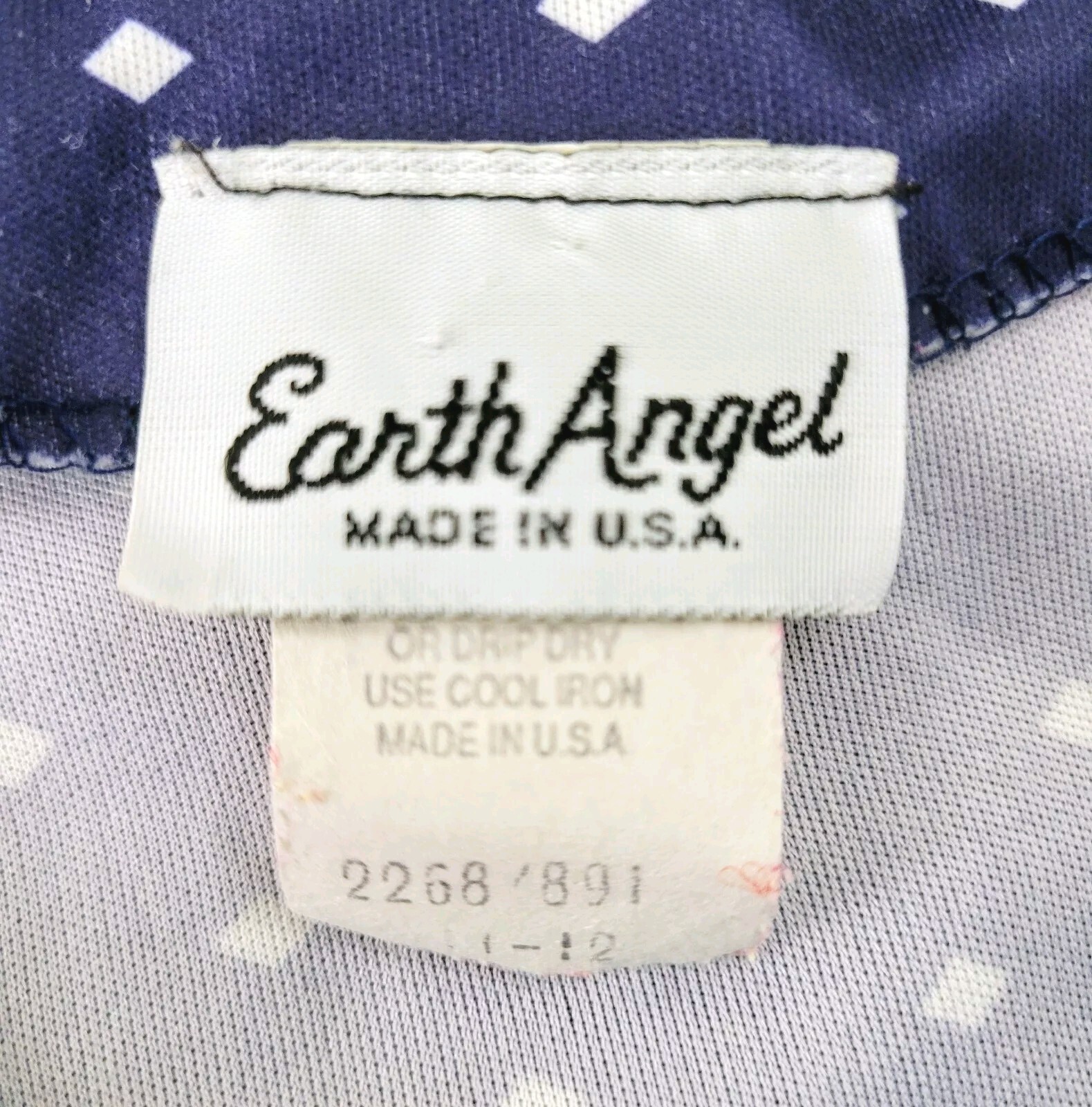 Vintage Earth Angel Navy & White 2-Piece Dress/Skirt & Top w Knit Cuffs Size 12