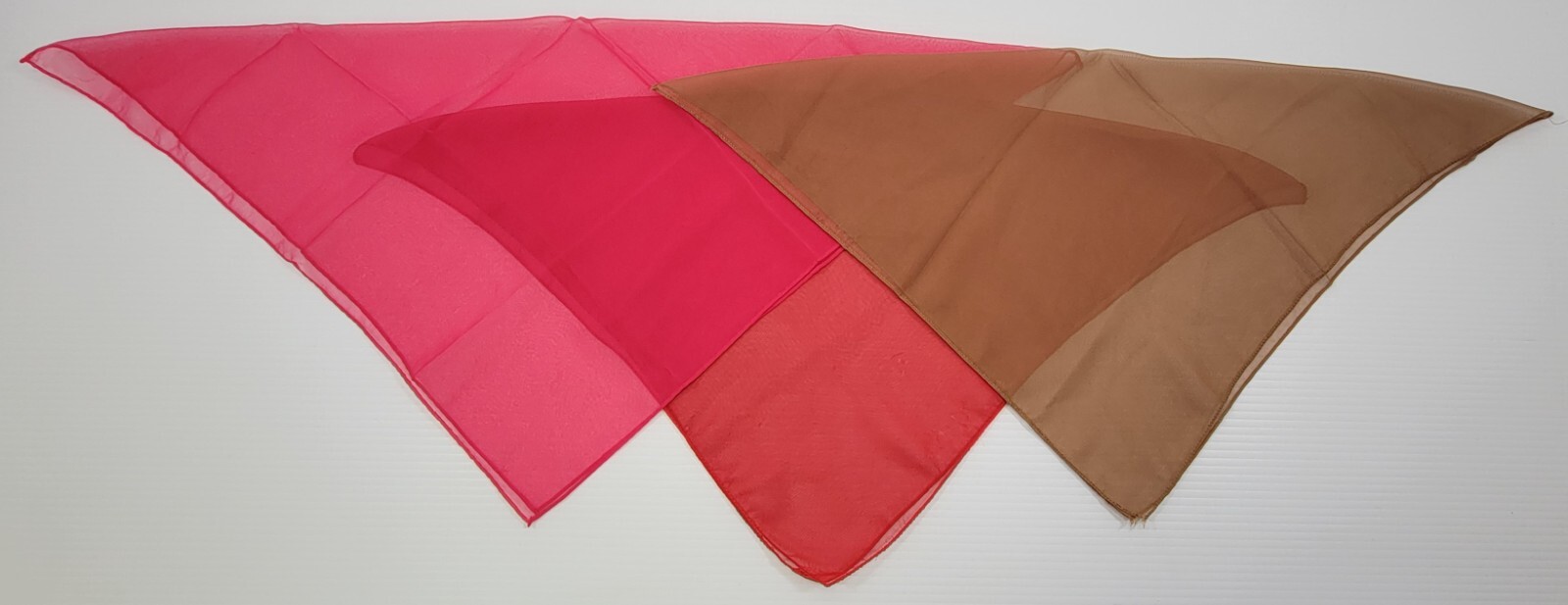 Vintage Lot of 3 Woman Transparent Polyester Sheer Square Scarf Handkerchief