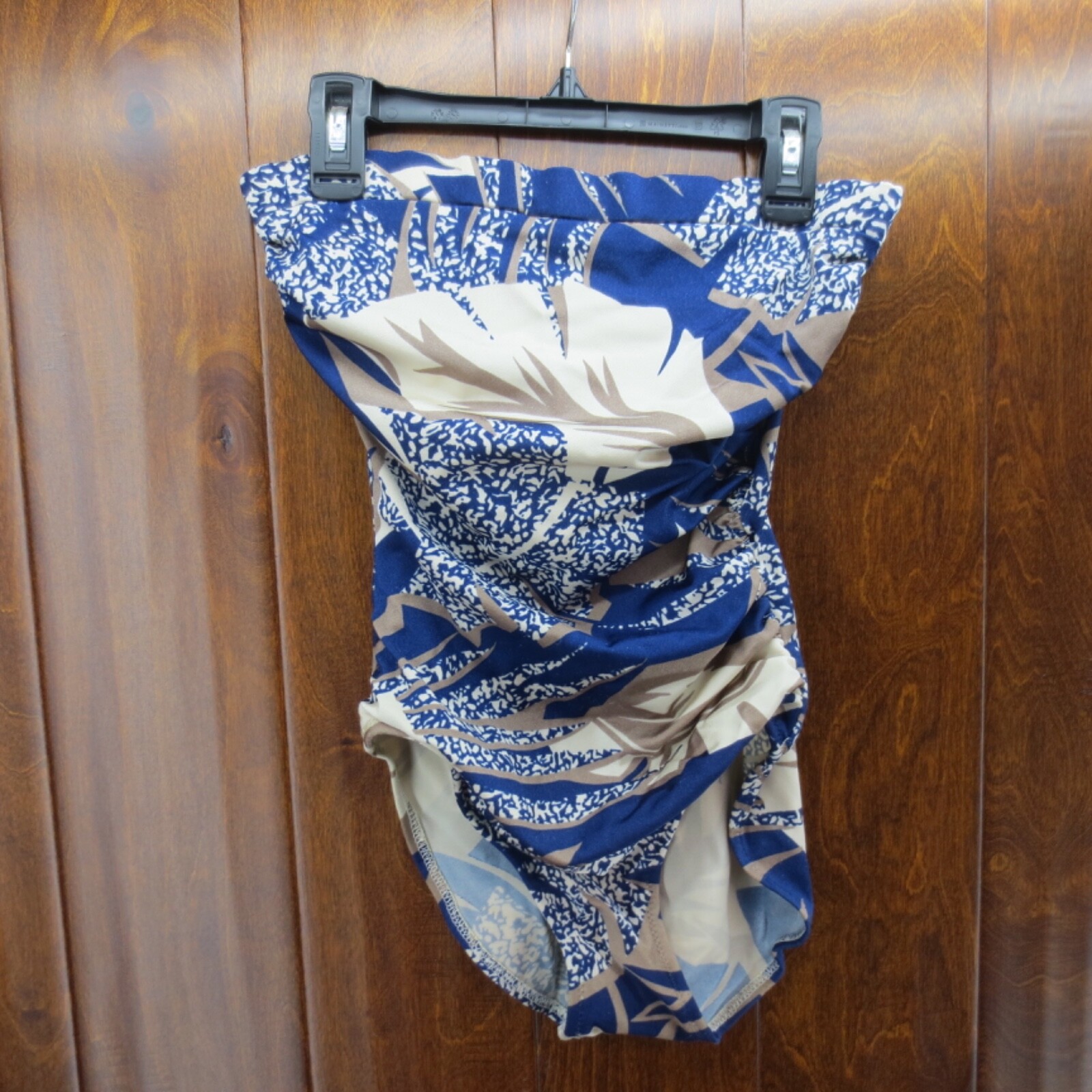 Vintage De Weese One Peice Bathing Suit No Straps Blue & Gold