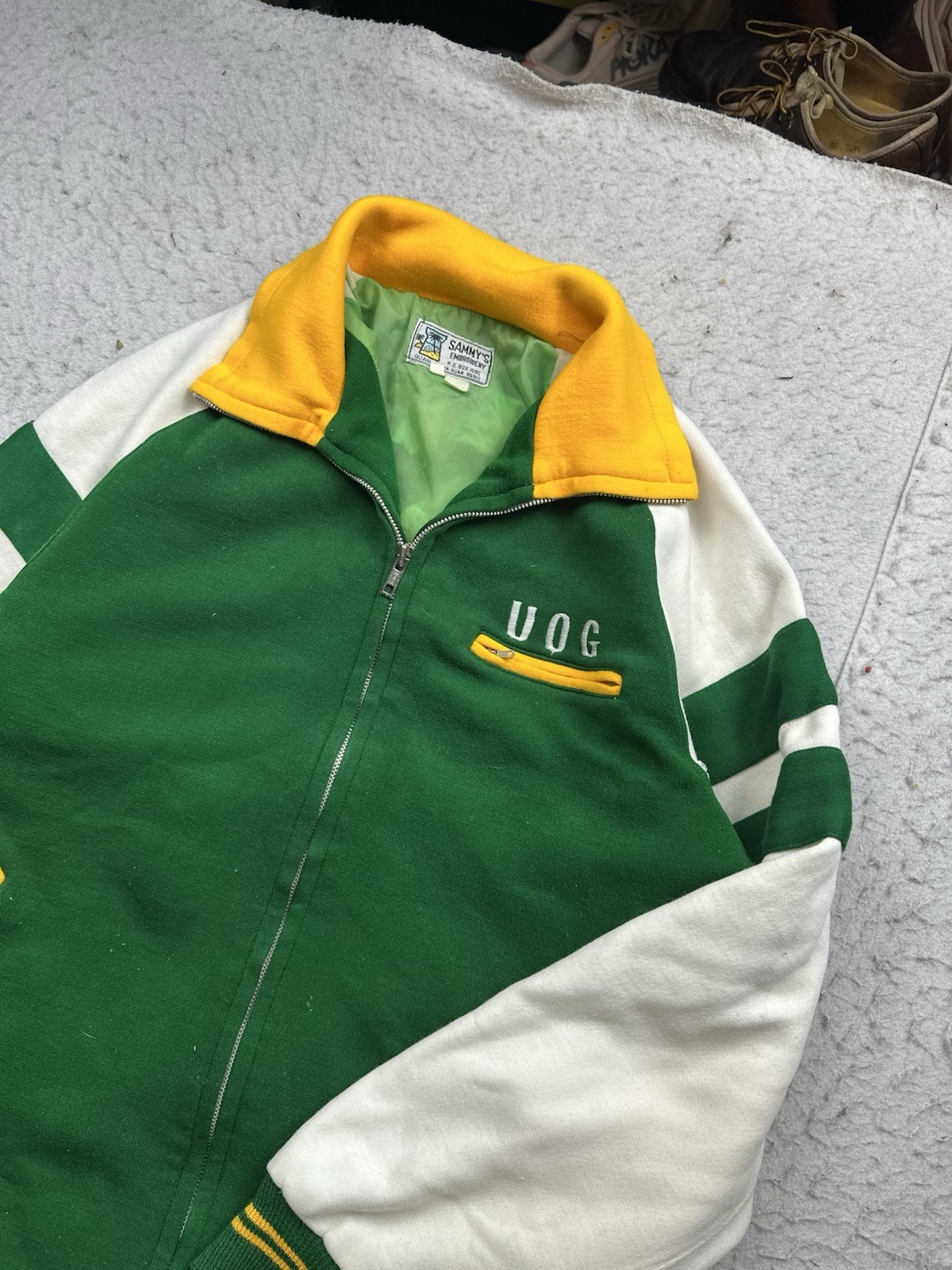 Vintage Men’s Guam University Tritons Wool Varsity 70s Sz M Bomber Embroidered