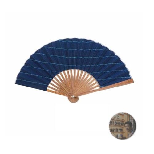 Nishikawa Shoroku Thank You Fan Bamboo Cotton Folding Fan Gift Set Navy New