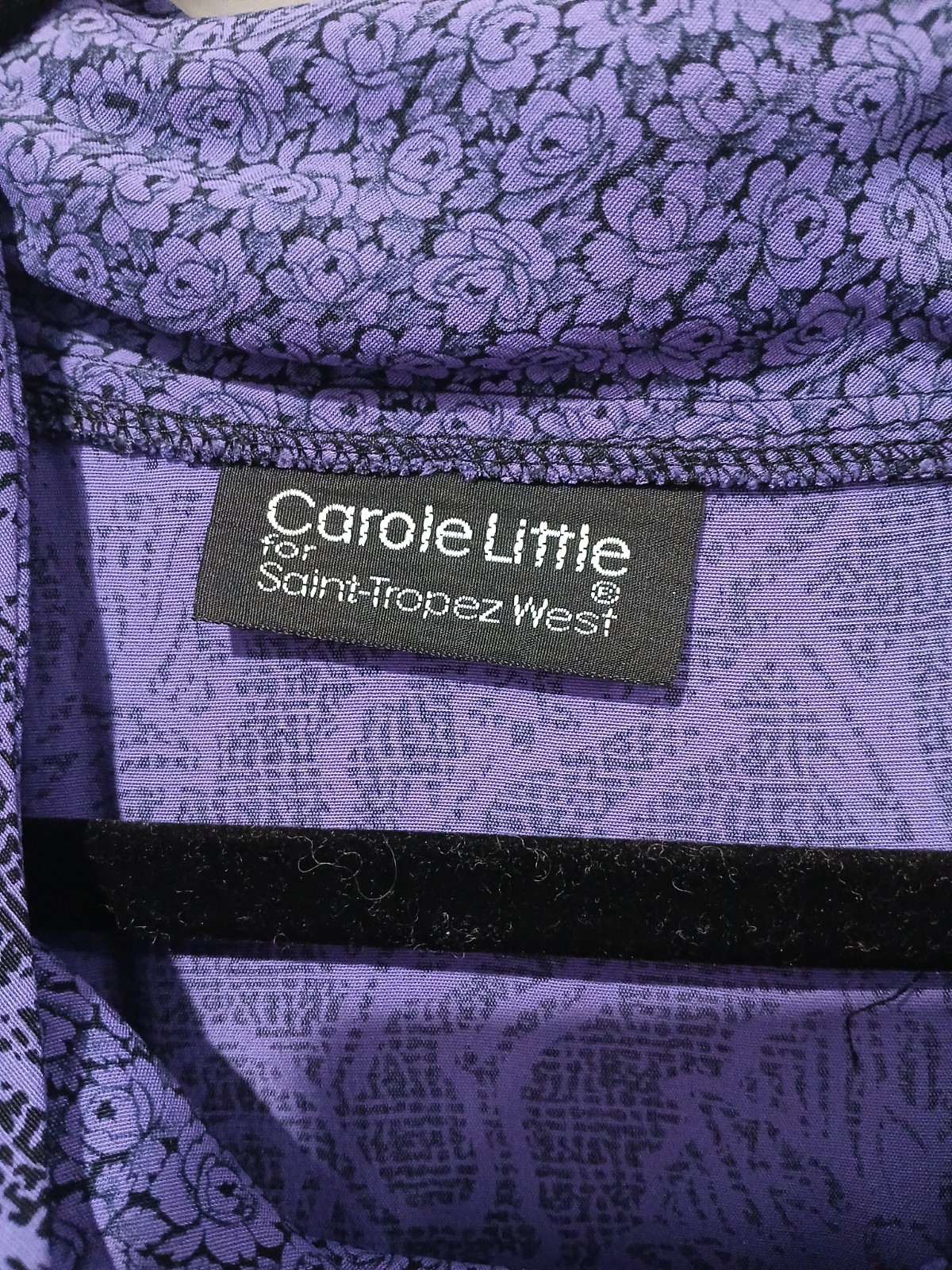 Carole Little For Saint Tropez West 80s Floral Smocked Waist Dress Purple M
