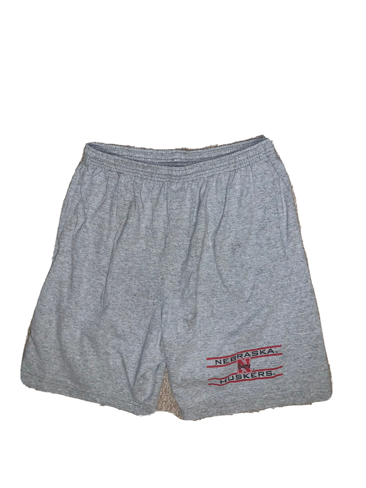 VINTAGE Shorts XL Nebraska Huskers Grey Red NCAA 90s Pro Layer