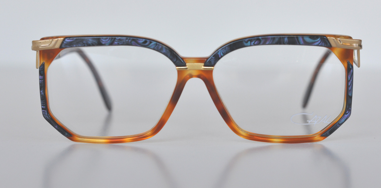 Cazal Vintage Eyeglasses- NOS – Model 333-Col. 695-Gold & Amber, Marble Purple