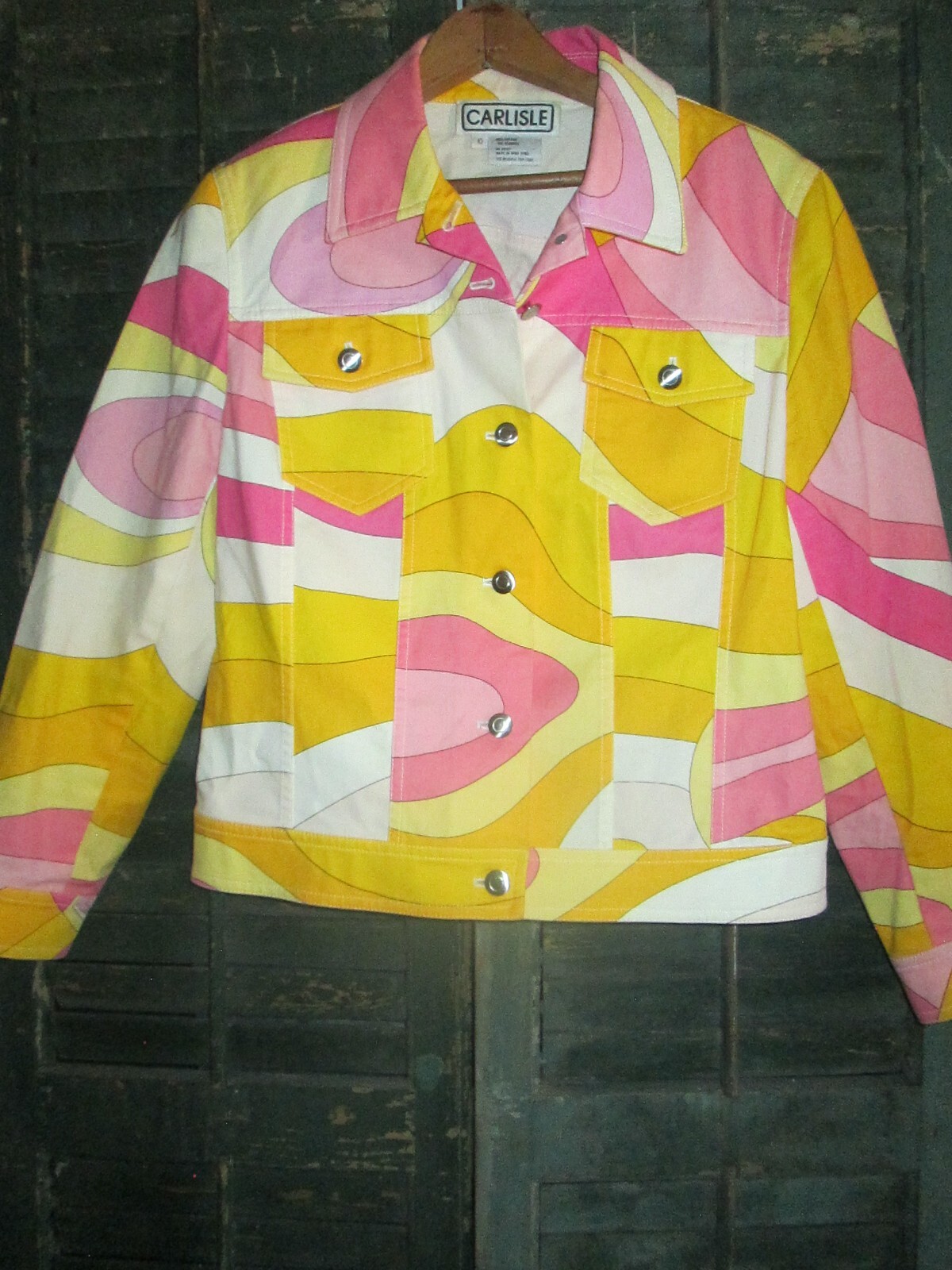 CARLISLE Vtg Pastel Button Up Jean Jacket Style 95% Cotton 5% Spandex WOMEN Sz10