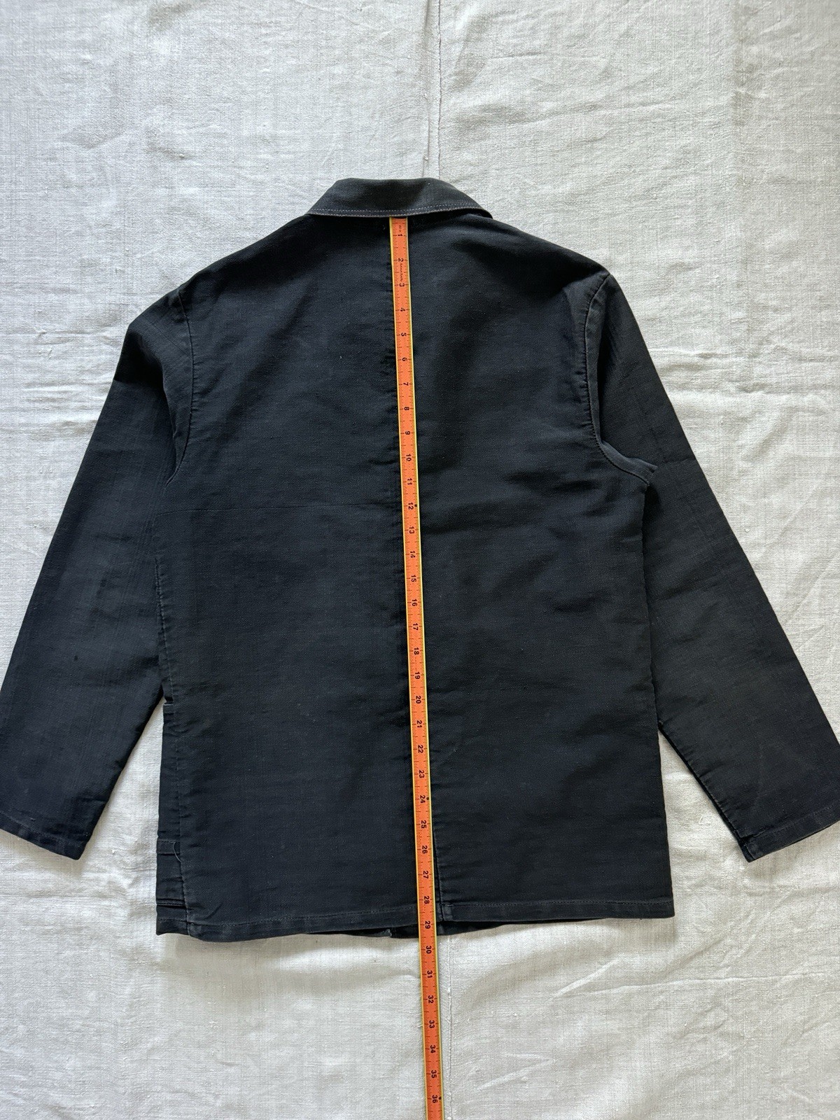 70s vintage Soviet workwear faded black moleskin French work jacket chore coat M
