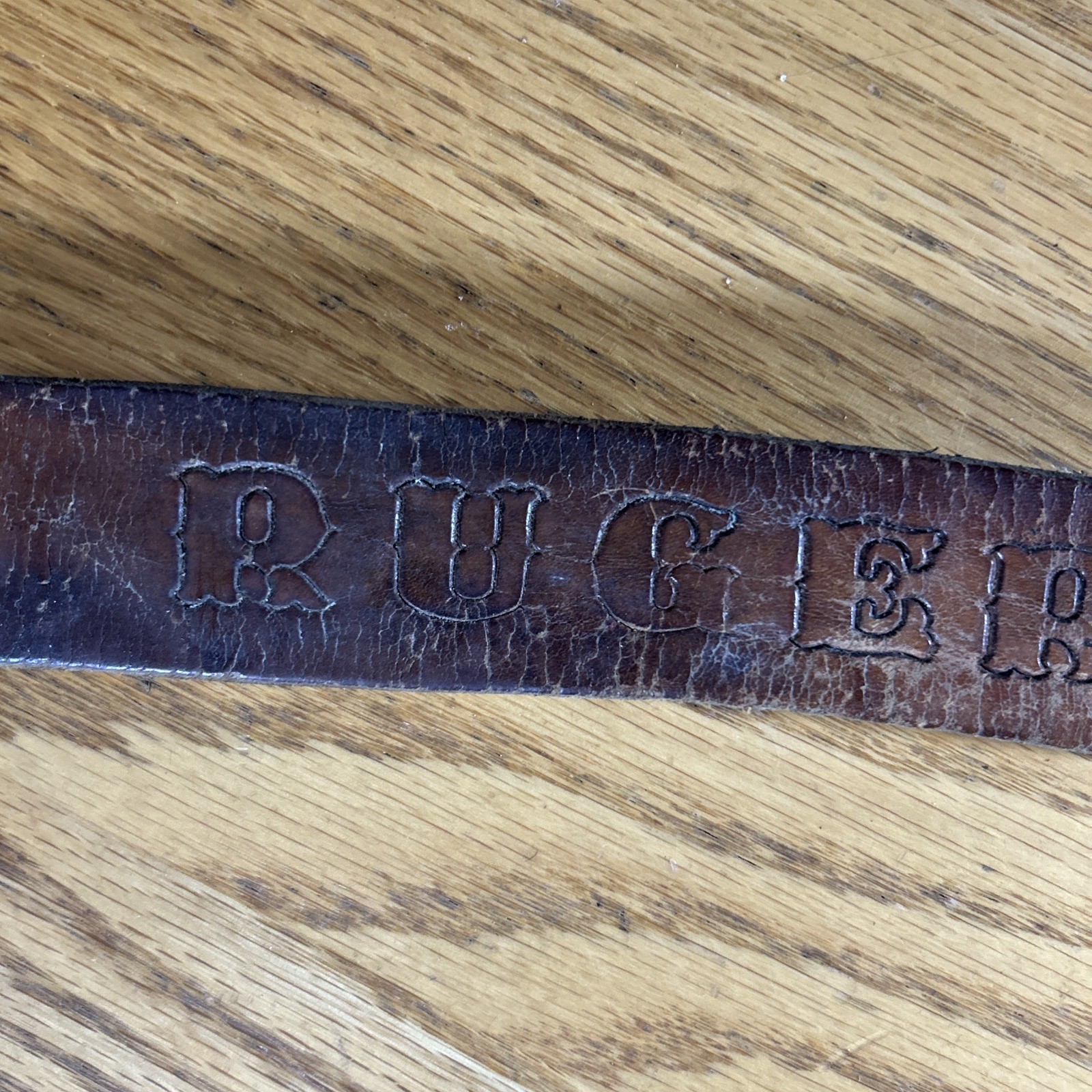 Vintage Ruger Tooled Leather Belt Thrashed Western Style Snowmobile 41.5″ 70s-80