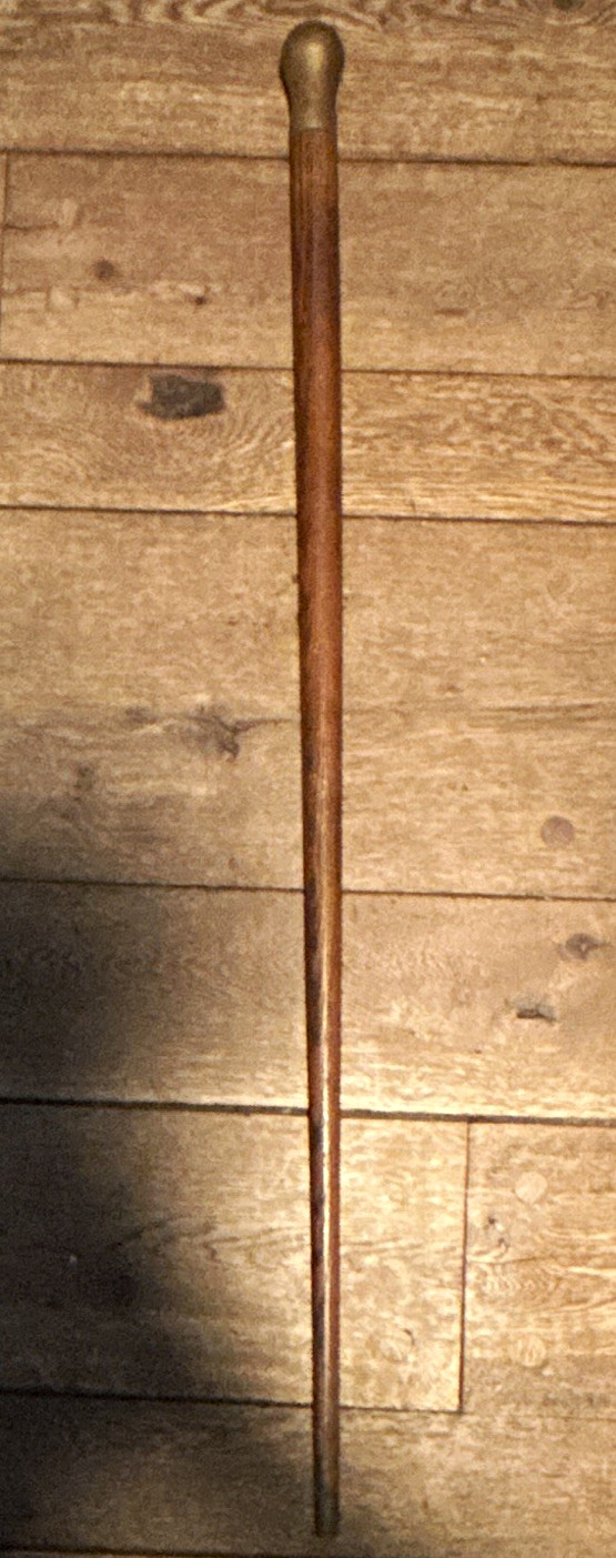 Vintage Brass Knob Handle Walking Cane Antique Heavy Wood Stick 36″
