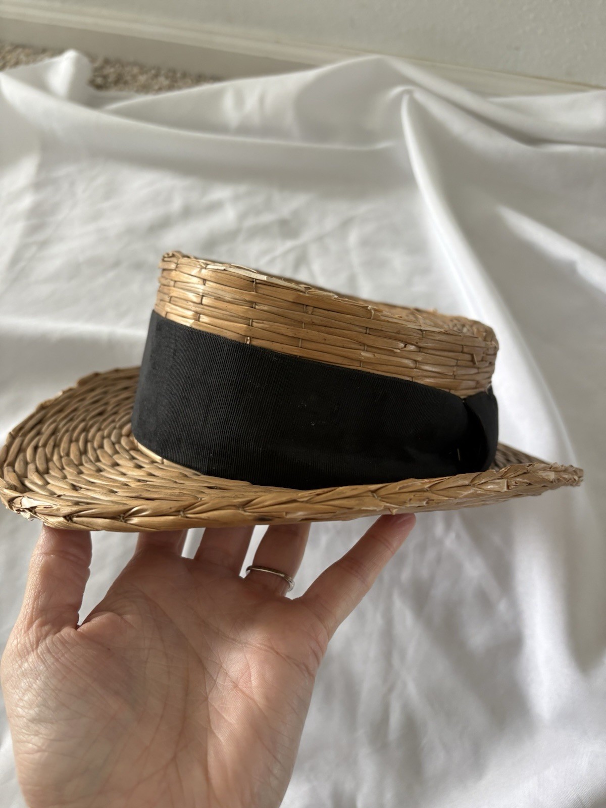 Vintage J.C. Penney Co Solar Straws Straw Boater Hat 7 1/4″ Genuine Yeddo VTG