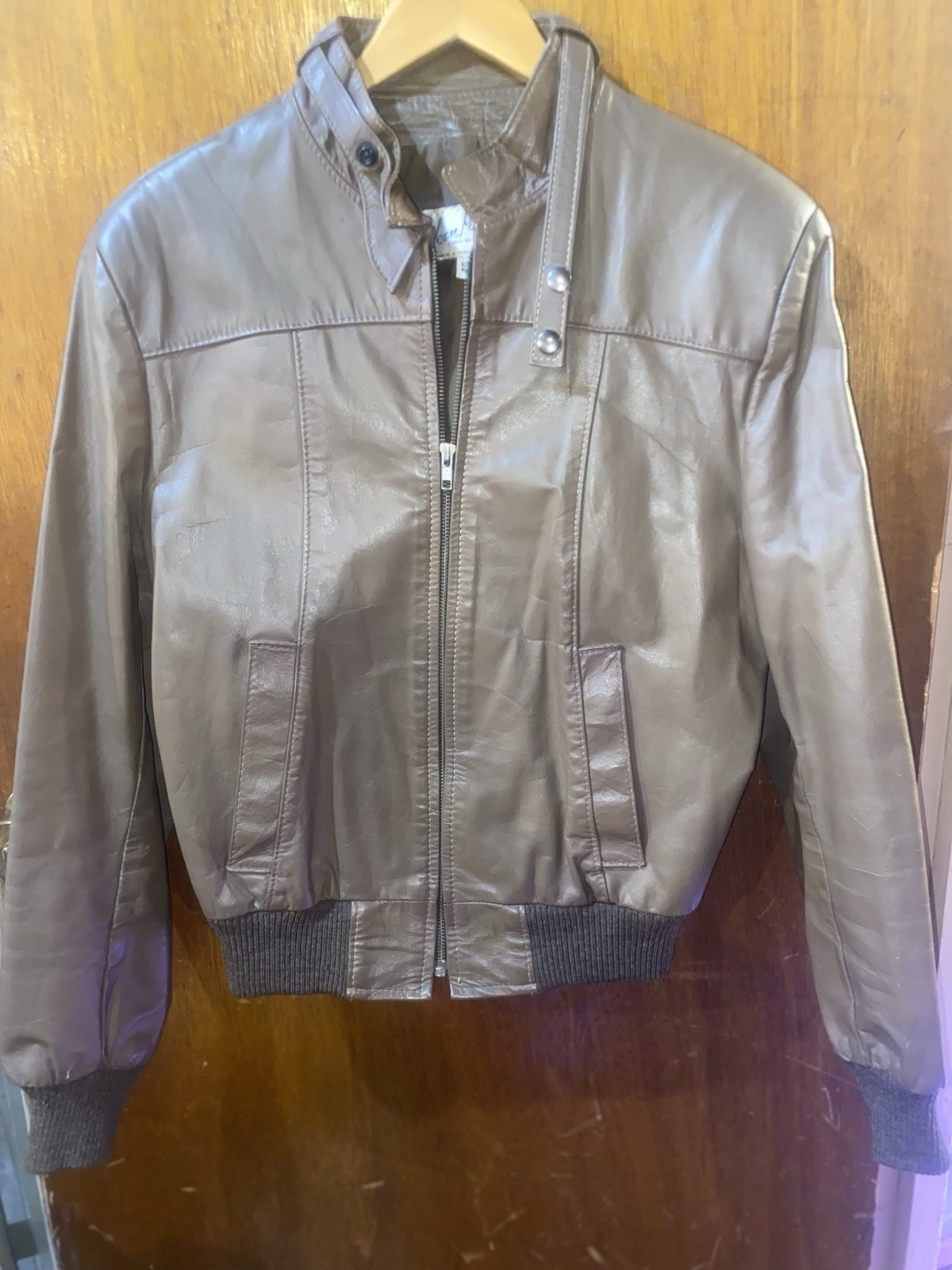 Vtg Jean Pierre Men Brown Leather CAFE RACER Jacket Motorcycle Biker Coat 44