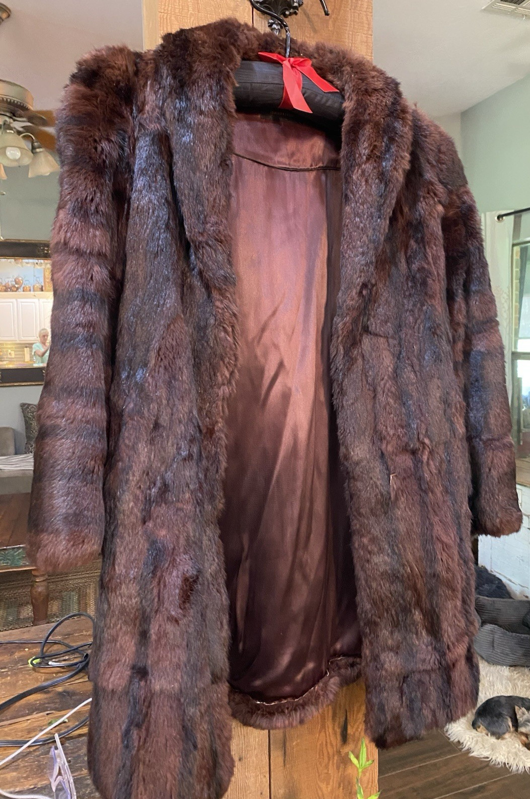 Vintage L.S. Ayres & Co Indianapolis 3/4 Length Brown Mink Fur Coat Shawl Collar