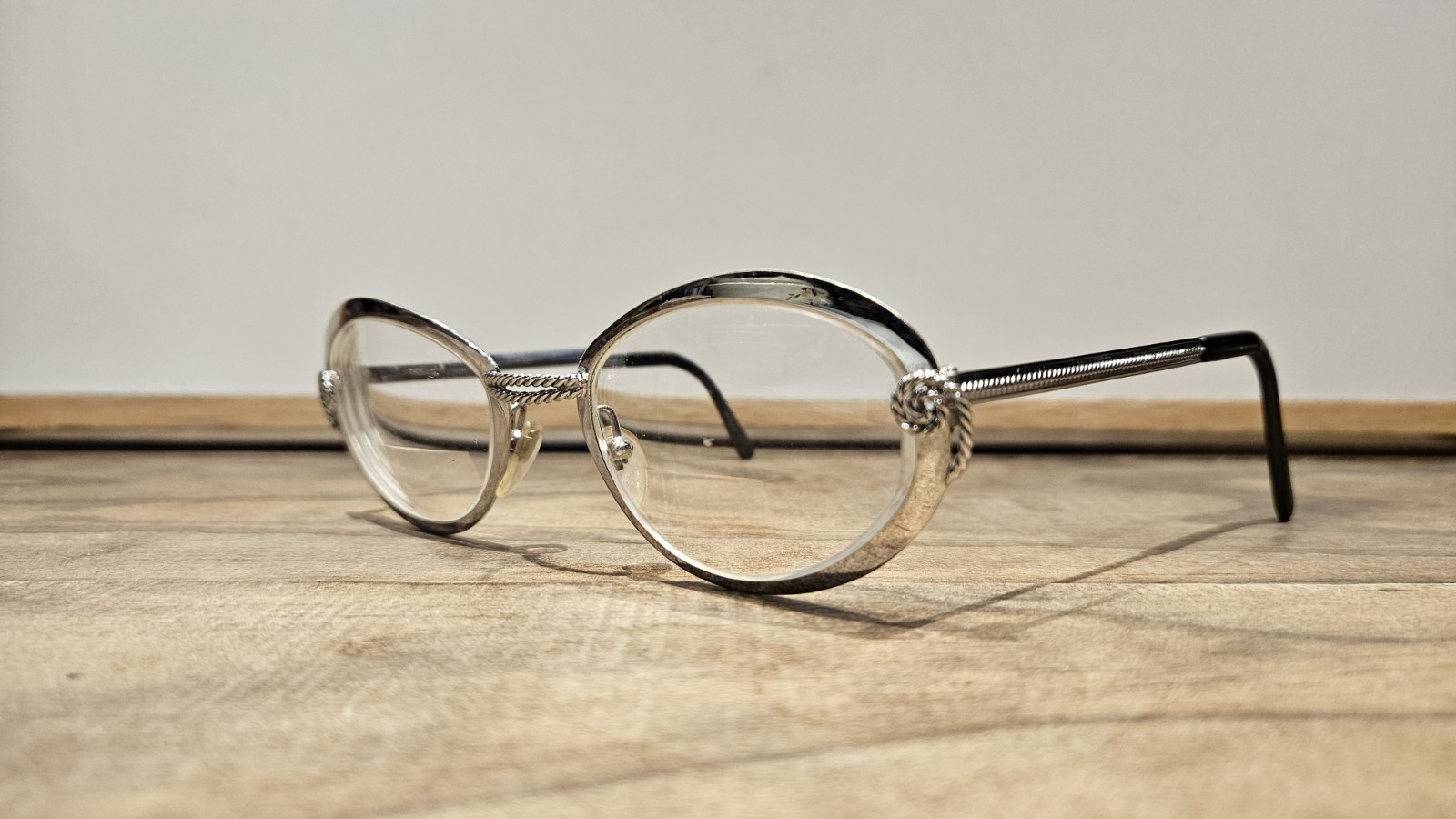 Amor Vintage Eyeglasses Silver Frames Oval Decorative Temple France 135mm