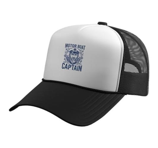 Motor Boat Captain Vintage Bearded Sailor Nautical Men One Size Black/White