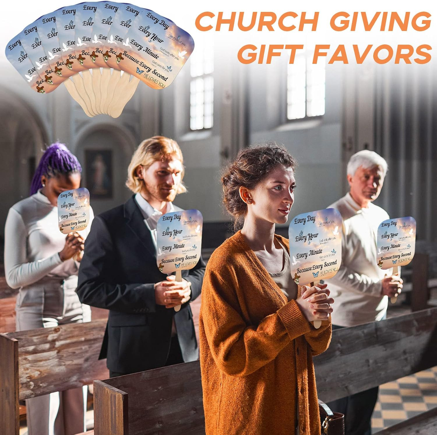 50 Pcs Christian Fans Bulk Religious Church Handheld Fans the Lord’S