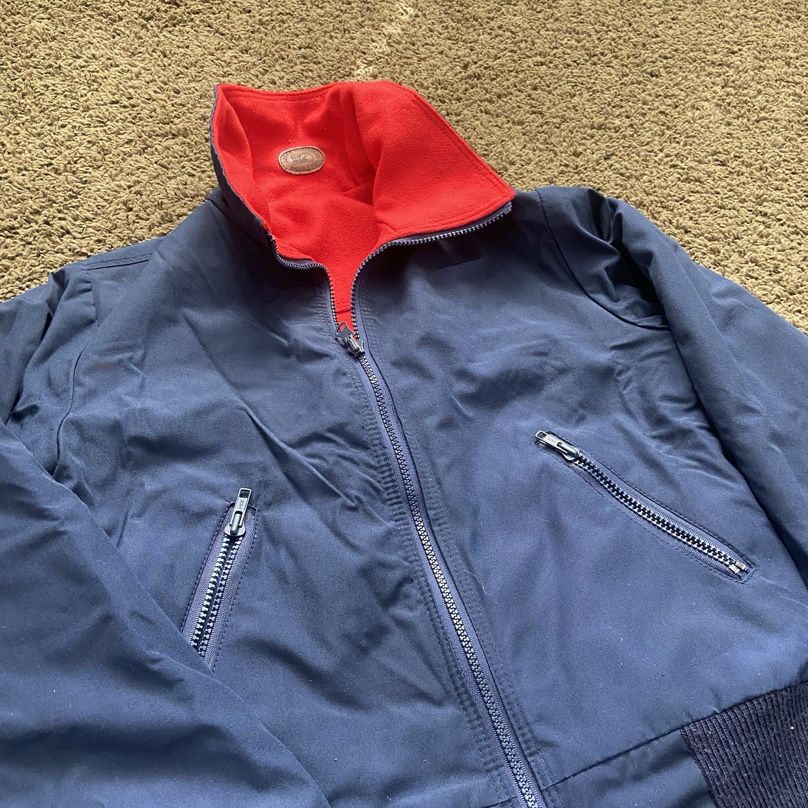 Green Mountain Woolens Reversible Zip Wool Blend Jacket Red/Blue Size S