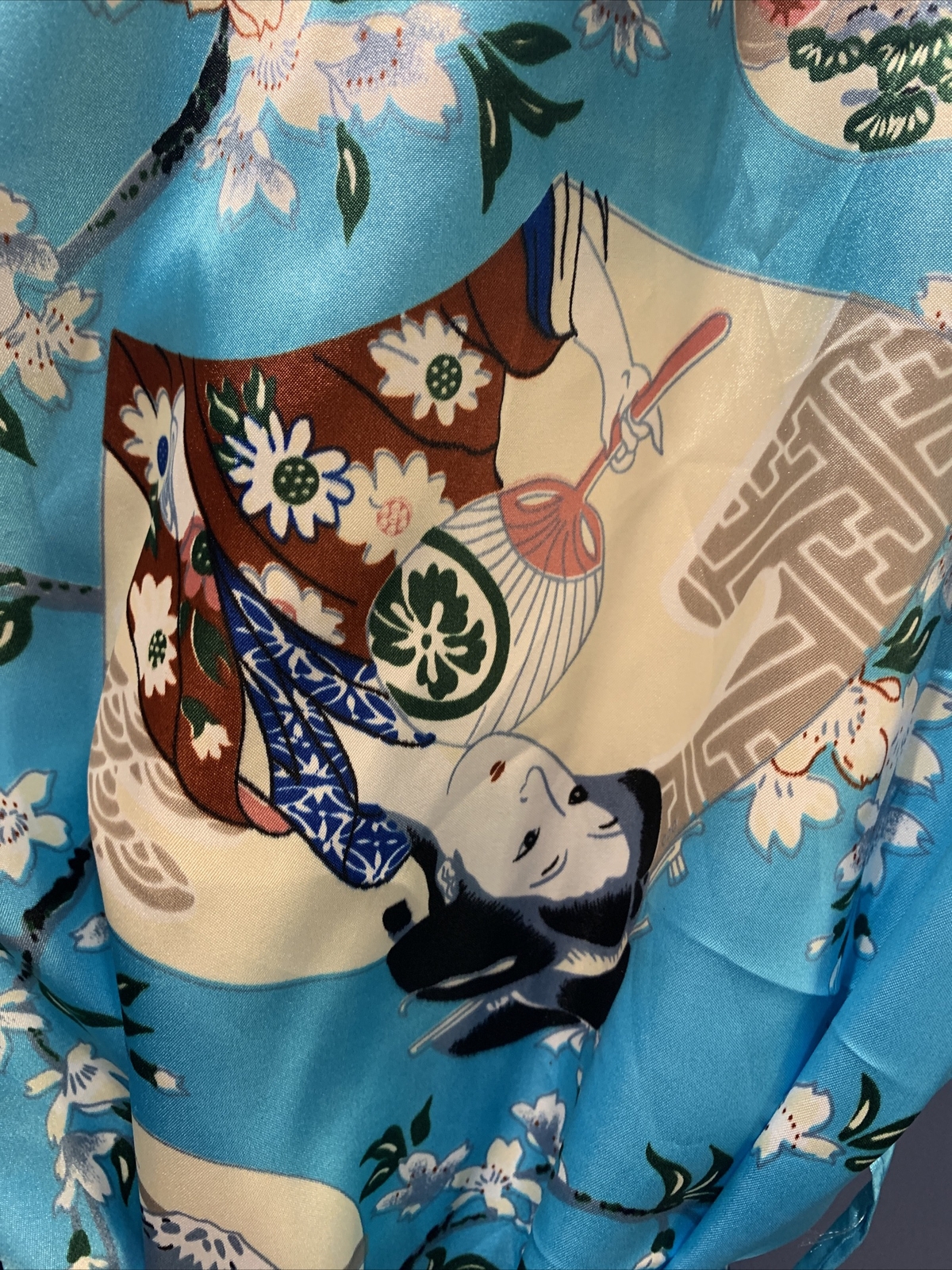 Lotus Vintage Chinese Robe, Bright Teal, Vintage, NWT OSFM