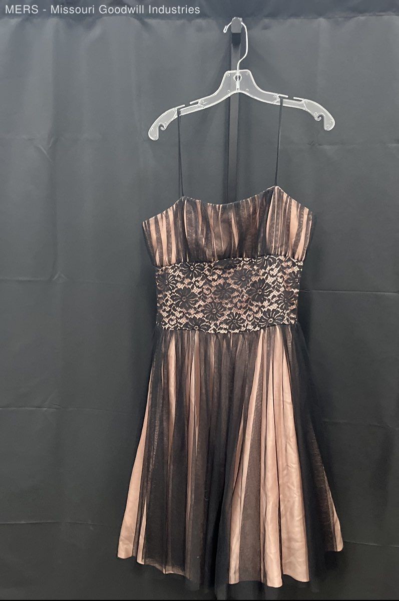 OC by OC Women’s Black Pink Vintage Y2K Tulle Lace Spaghetti Strap Dress Sz 12