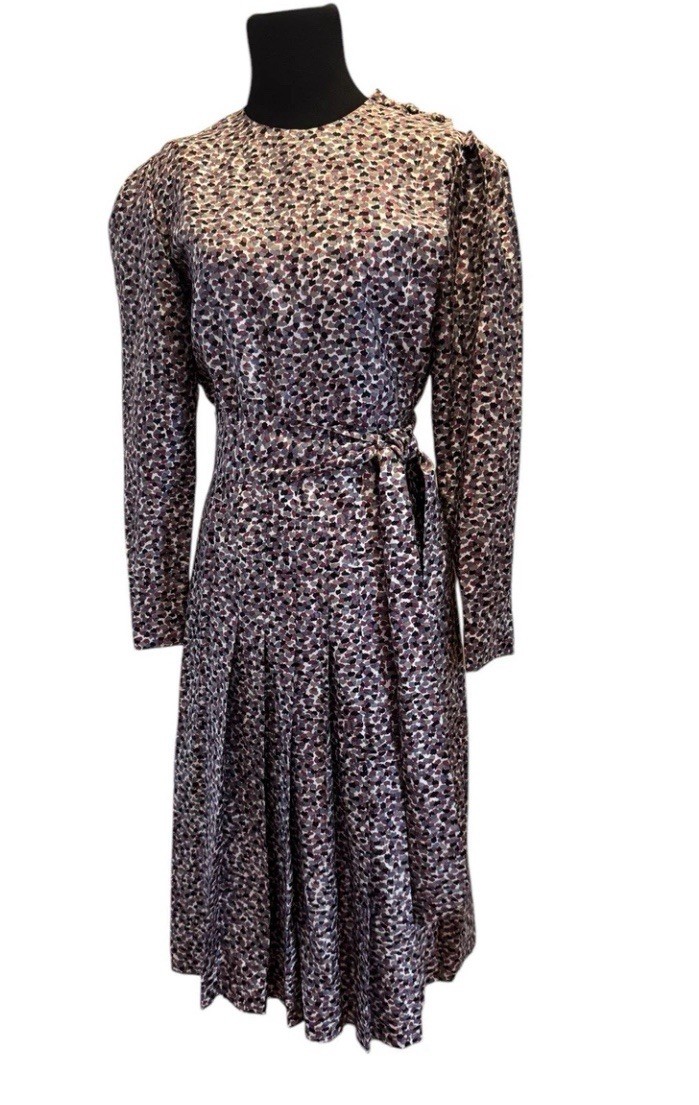 Vintage Jim Thompson 100% Thai Silk Wrap Dress Size 6 Abstract Print Pleated