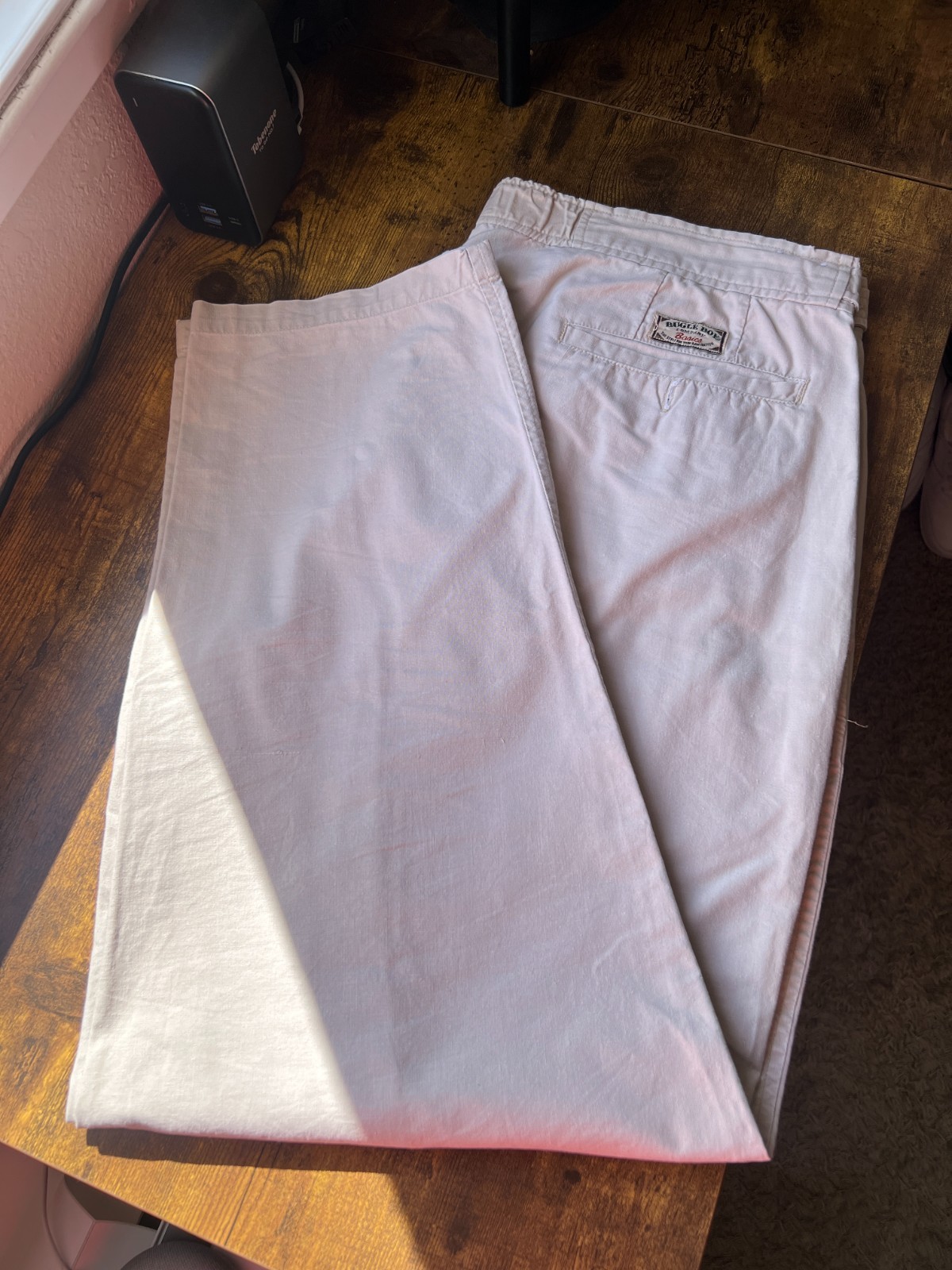 38×30 – Vintage Bugle Boy Loose Tapered Beige Cream Pants