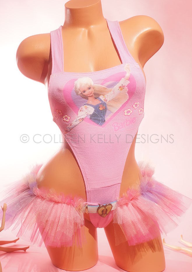 Colleen Kelly VINTAGE COUTURE “Barbie Love One-pc” cut rare t-shirt to swimsuit