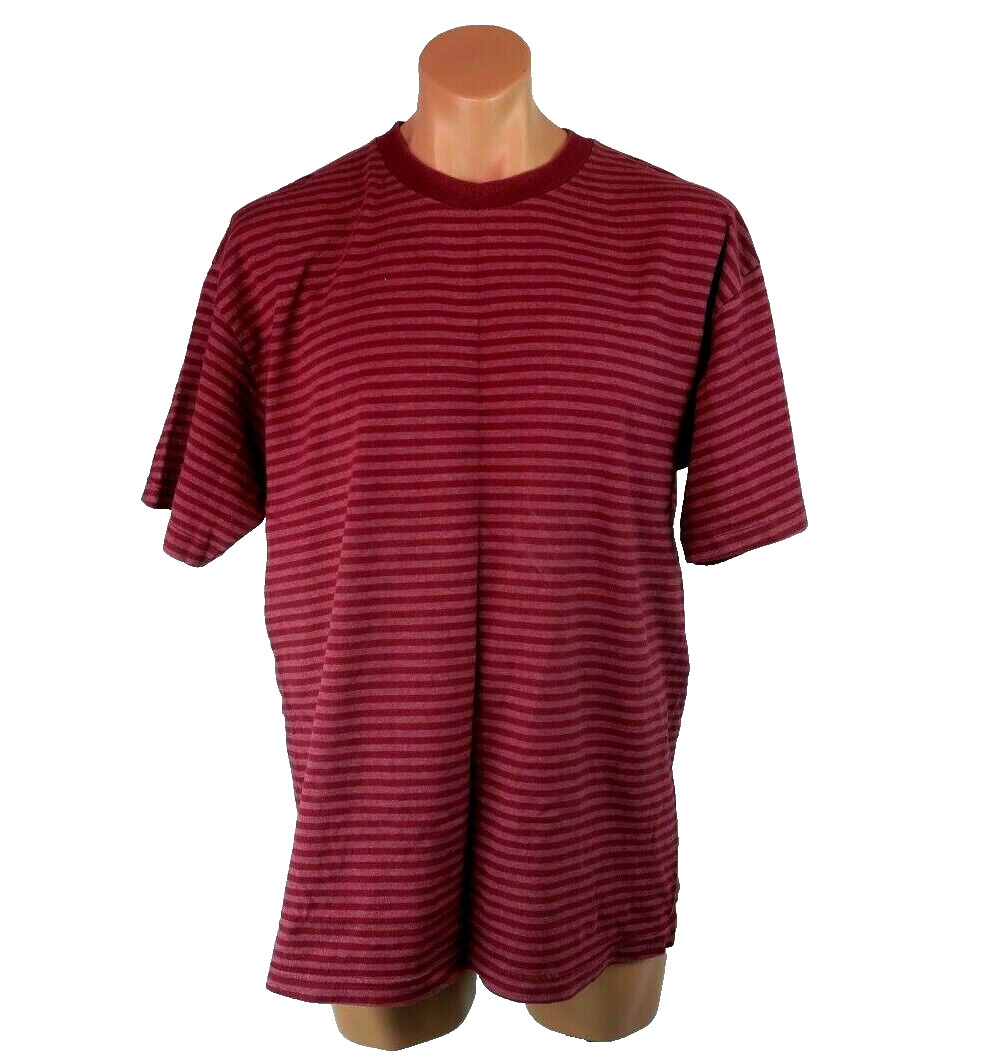 Vtg 90s Chunky Stripe XL T-Shirt Ringer Heavyweight USA Fabric Hipster Grunge