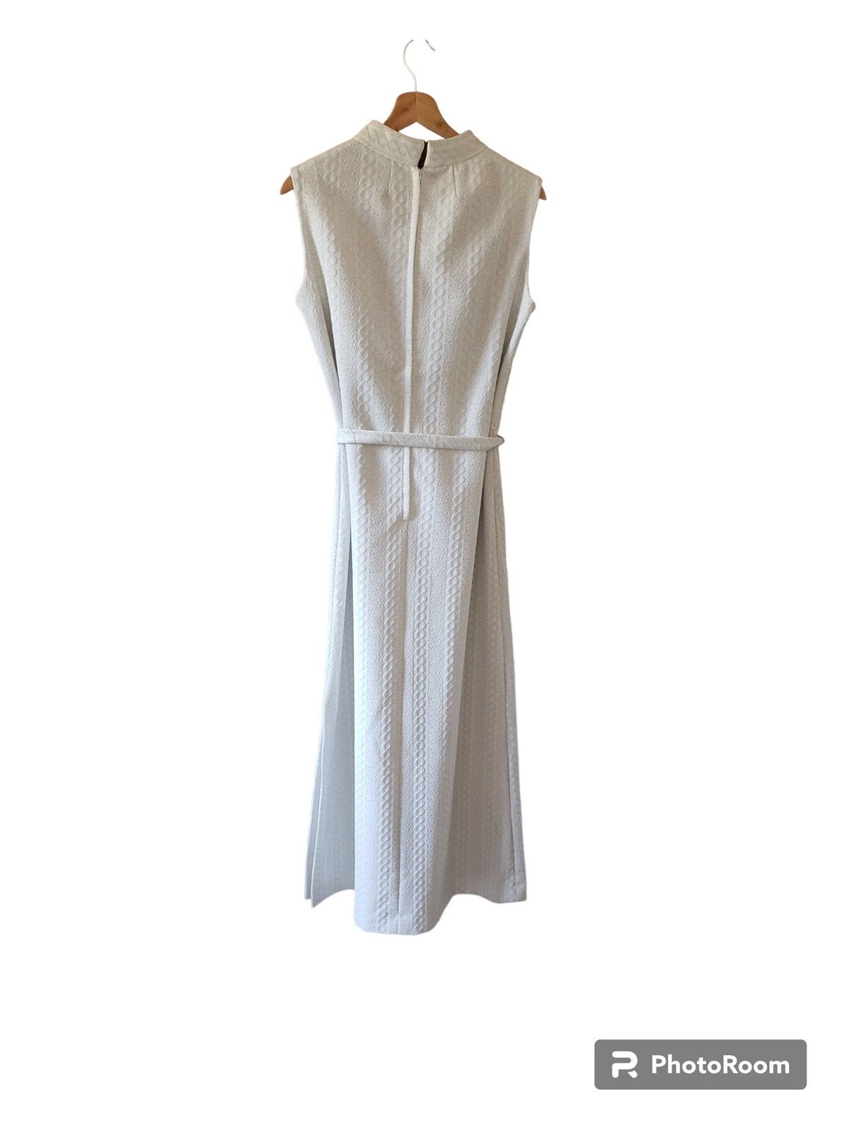 VTG Andrea Gayle Fitted Cable Knit Maxi Dress White Silver Union Label Retro 60s