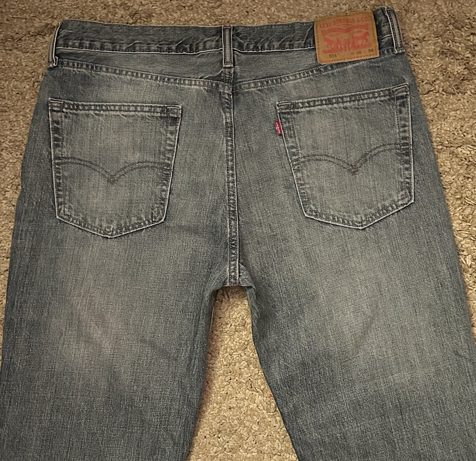 Vintage 90s Levi’s 514 Men’s Size 36×34 Blue Slim Fit Straight Leg Denim Jeans