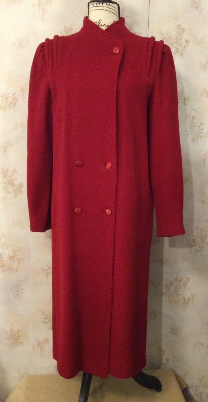 Vintage USA NEW YORK GIRL 7 Juniors/Women’s Red Christmas Wool Blend Midi Coat