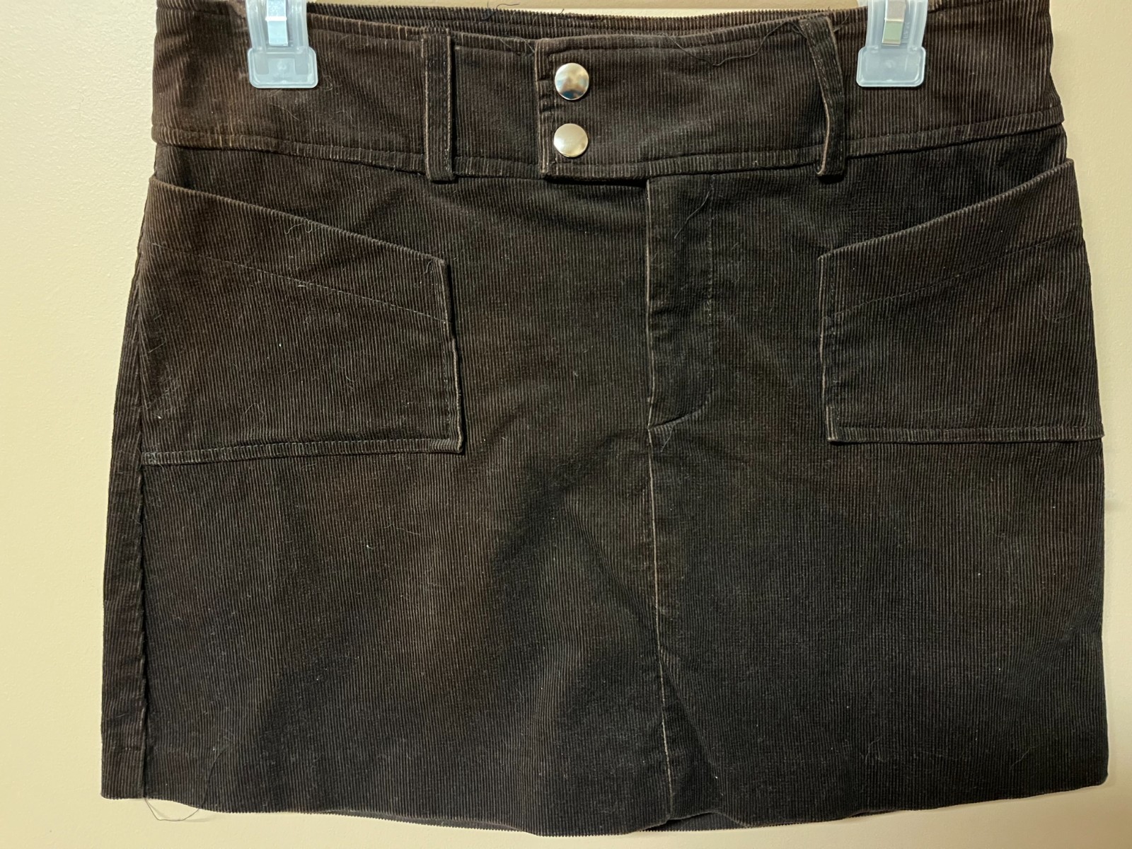 VTG Y2K “Wearever” Hip Hugger Brown Corduroy Mini Skirt Sz 7 USA Rockabilly