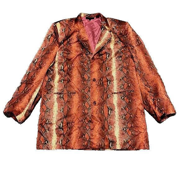 NWOT VINTAGE MENS JOEY RICHI BLACK LABEL SNAKESKIN SILK JACKET SIZE 3XLARGE