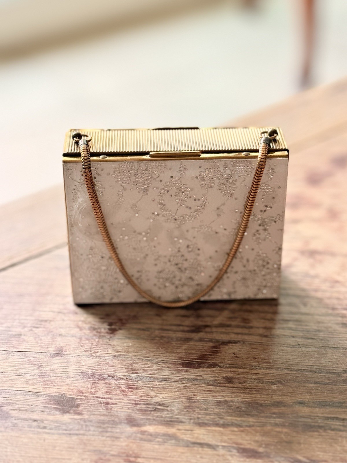 Vintage Confetti Lucite Compact Zell Fifth Ave Cigarette Purse 1930s