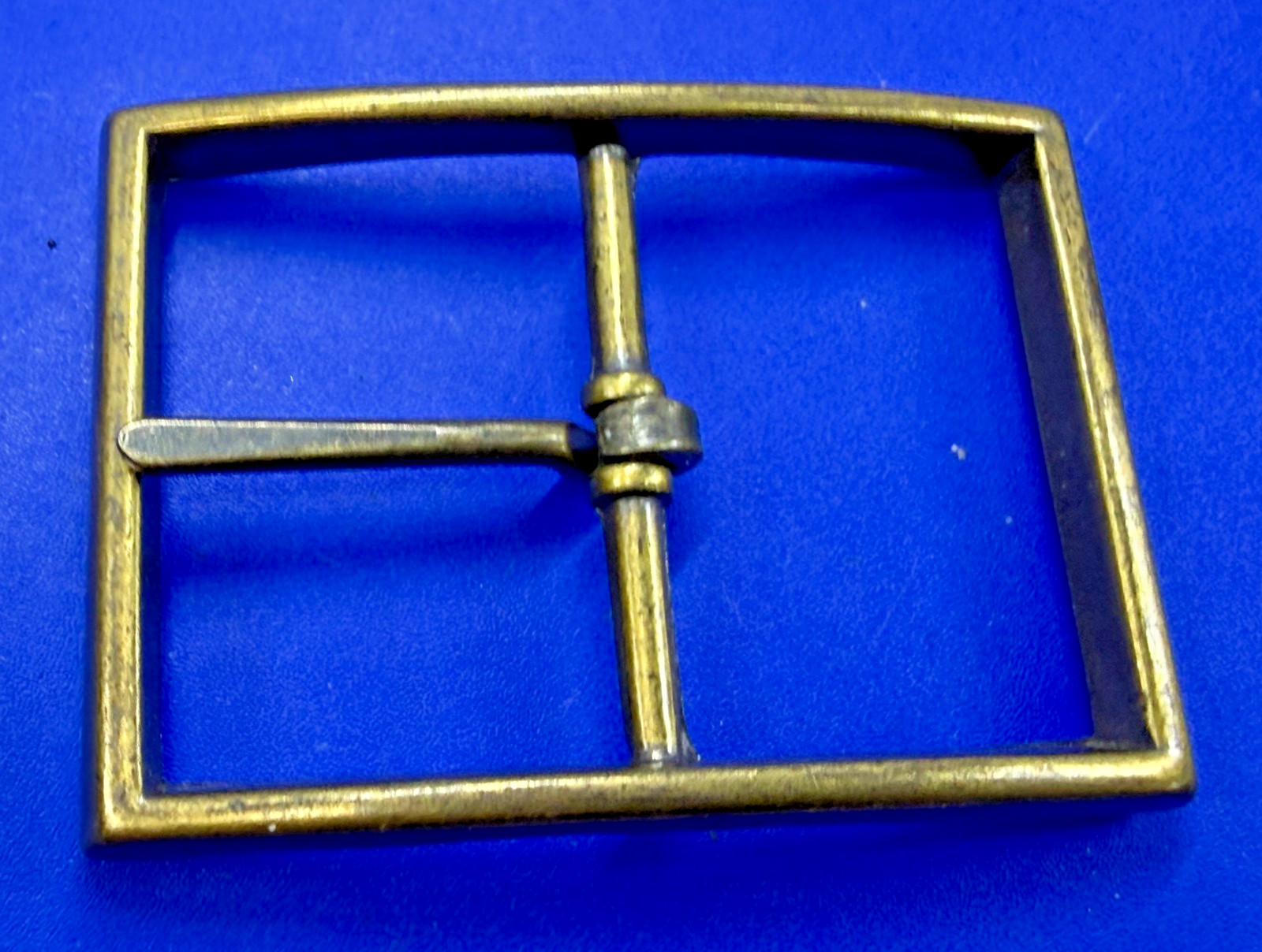 Square Center Bar Single Prong Replacement Vintage Brass Tone Belt Buckle