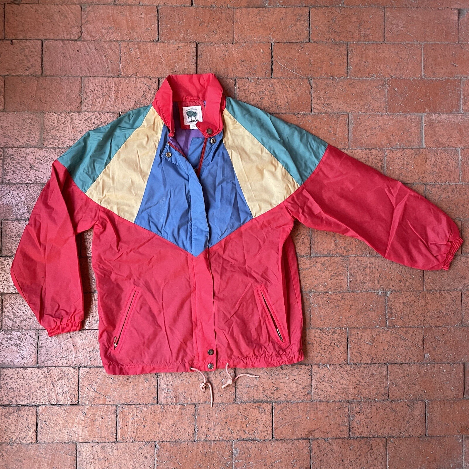 Vintage HEnri CHristian Ladies Size 9/10 80s Multi-Color Colorblock Windbreaker