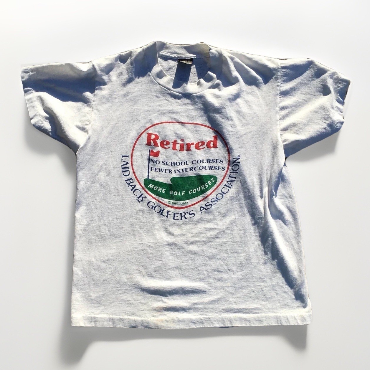 Vintage Retired Laid Back Golfers Association T Shirt c 1987 LBGA 80s Golf Sz L