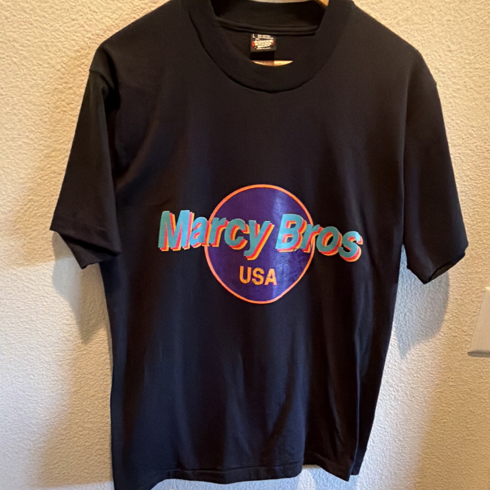 Vintage Single Stitch Signed Marcy Bros Concert T-Shirt L Country Music 80s 90s